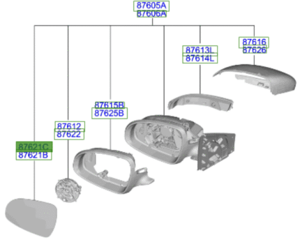 Kia Sportage 2016-2021 Wing Mirror Glass With Blindspot Detection