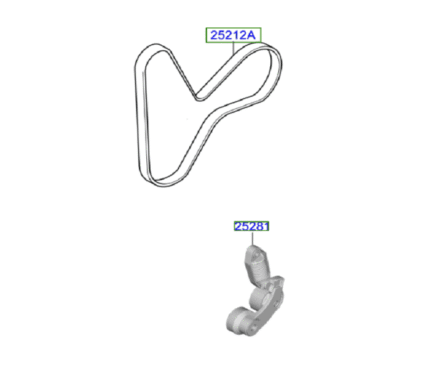 Kia Sportage 2018 2022 Auxiliary V-Belt and Tensioner