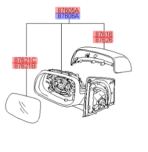 Kia Picanto 2017-Onwards Nearside Heated Wing Mirror