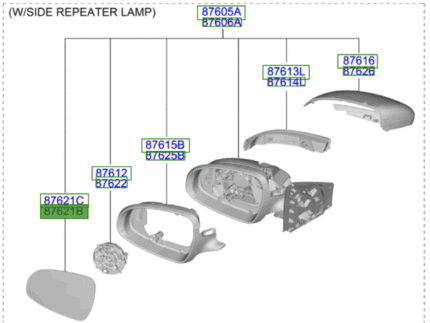 Kia Sportage 2018-2021 Drivers Heated Wing Mirror Glass With Blind Spot Detection