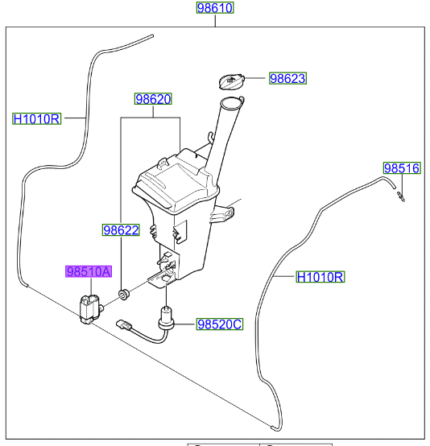 Kia Sportage 2007-2010 Front Washer Jet Pump